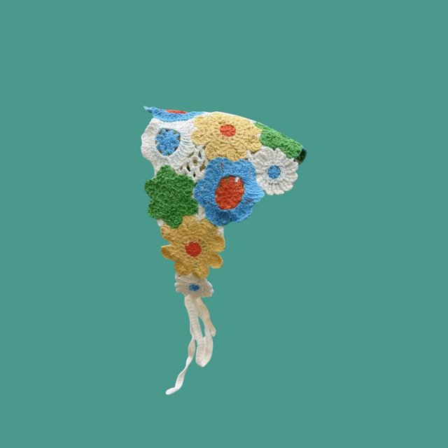 Pañuelo para la cabeza con cordones de estilo dulce, diadema de punto fresca y pequeña con forma de girasol, bufanda triangular, diadema para acampar en verano