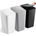 thumbnail image 1 of 3 Botes de Basura de Plástico,Cubo de Basura Impermeable, Cubeta de Basura de Baño,Bote de Basura con Tapa,Capacidad de 10 L,Para Recámara,Baño,Cocina,Sala de (Negro, blanco y gris), 1 of 7