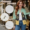 thumbnail image 6 of Xoenoiee Women Bomber Jacket with Pockets Stand Collar Cropped Coat Lightweight Zip Up Jacket Streetwear for Fall Winter, Cartoon Cat Green, 4X-Large, 6 of 7