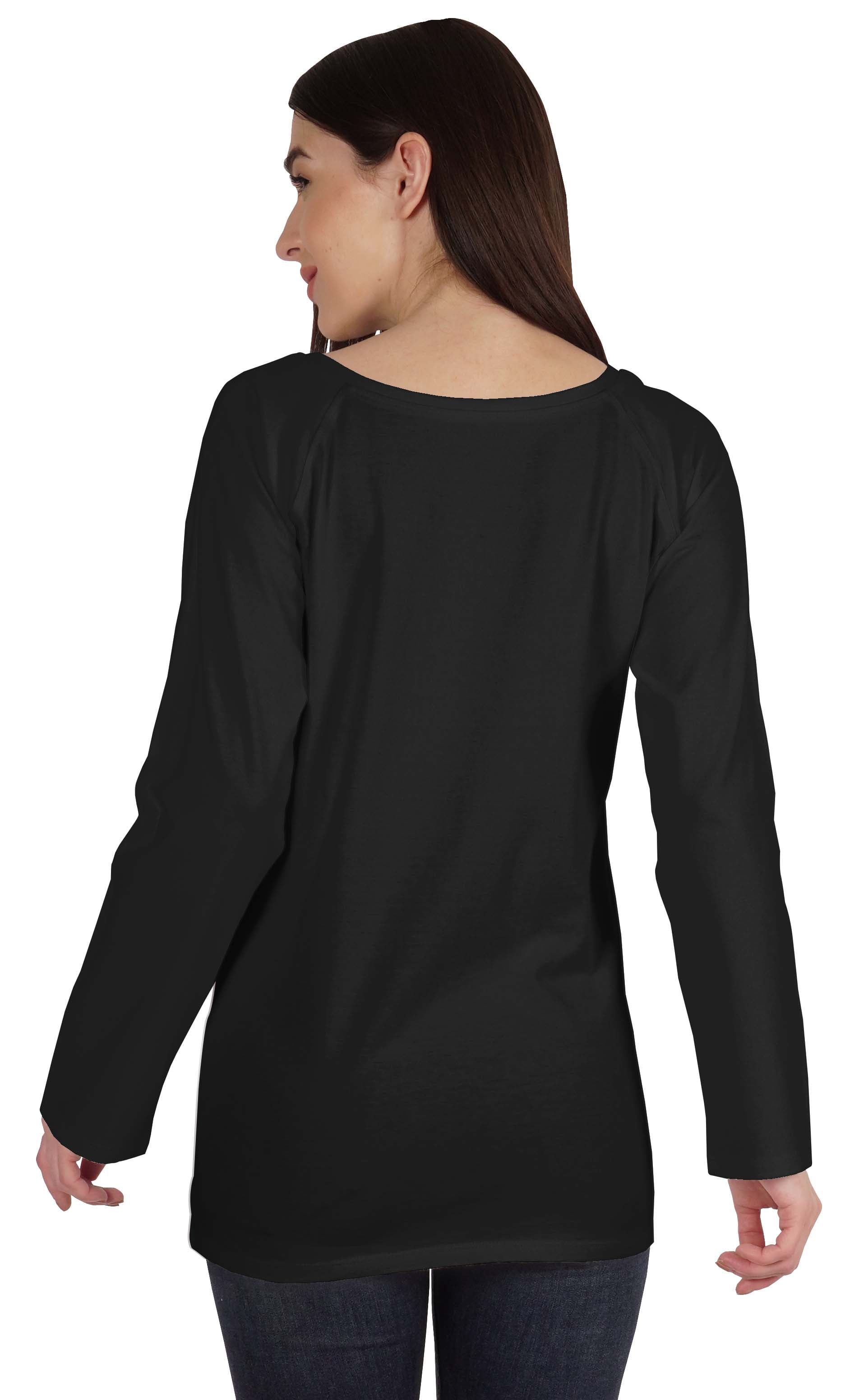 Inkmeso Solid Raglan Full Sleeve T-shirt For Women Scoop Neck Baseball Tee Casual Tops