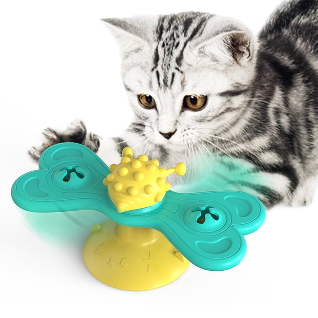 Molino de viento Juguete para gatos Juguete interactivo para gatos Tocadiscos Molar para gatos Abanopi Placa giratoria
