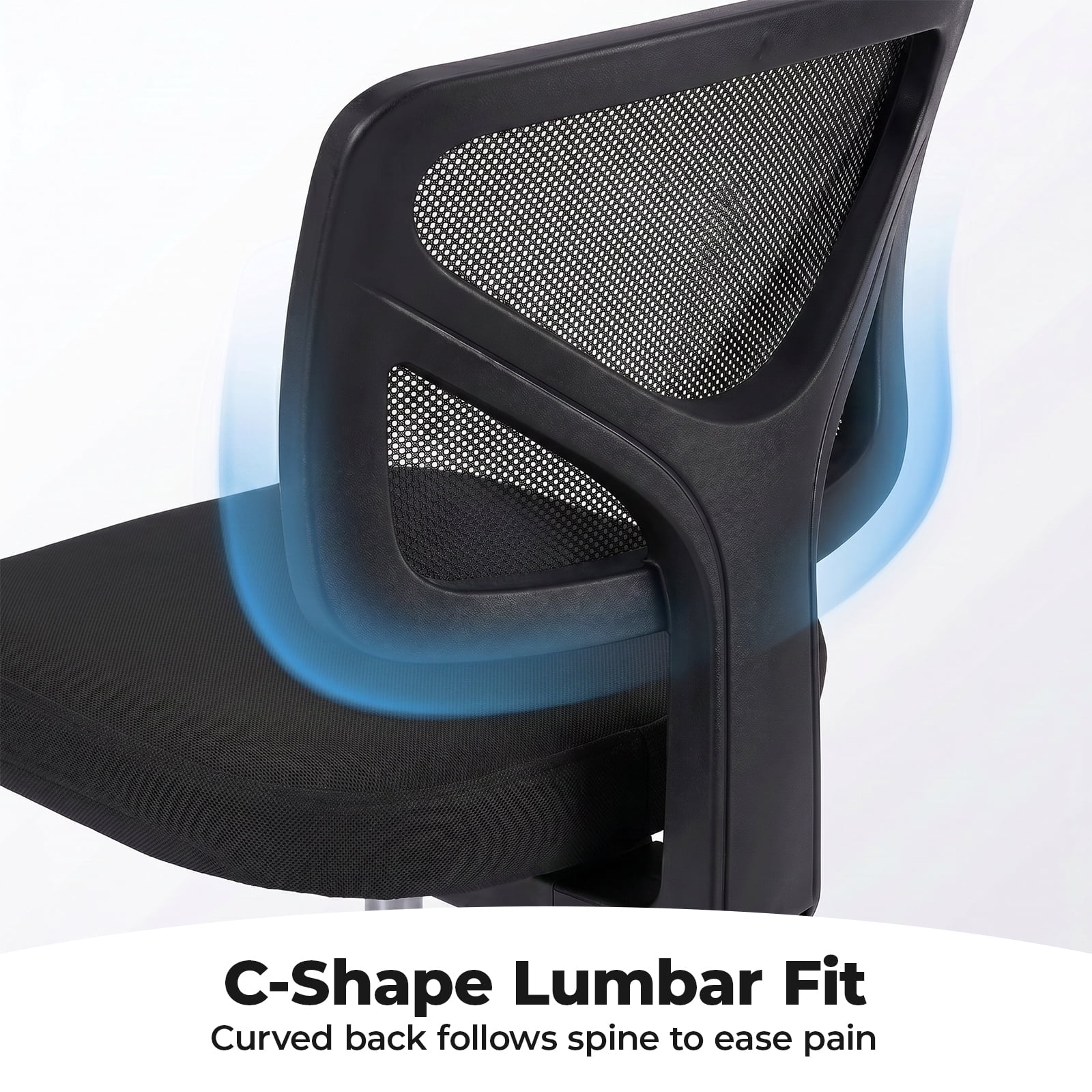 Alvantor Low-Back Mesh Office Chair with Lumbar Support, Armless Swivel Rolling Chair