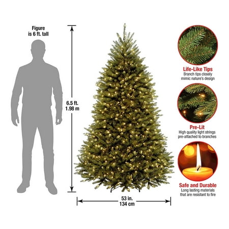 National Tree Company 6.5 Foot Pre-Lit Dunhill Fir Artificial Christmas ...