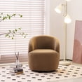 thumbnail image 5 of Onbeam Accent Chairs for Living Room and Bedroom - Swivel Barrel Chair and Reading Armchair with Teddy Fabric and Metal Base - Chocolate, 5 of 10