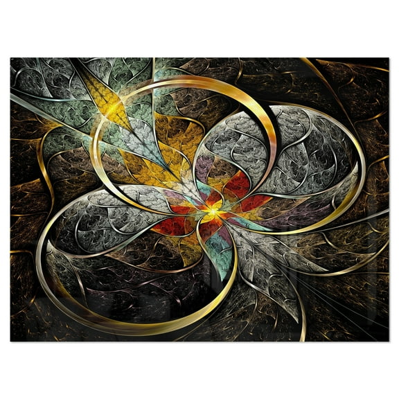 Designart 'Symmetrical Brown Fractal Flowers' Metal Wall Art