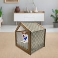 thumbnail image 3 of Abstract Pet House, Retro Style Spots and Tapered Lines Arranged in Wavy Diagonal Order, Outdoor & Indoor Portable Dog Kennel with Pillow and Cover, 5 Sizes, Khaki Black and Ivory, by Ambesonne, 3 of 5