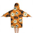 thumbnail image 2 of Spooky Icons Halloween Pattern Blanket Hoodies for Kids 6-13YR Oversize Wearable Blanket Hoodies for Boys Girls Teens, 2 of 7
