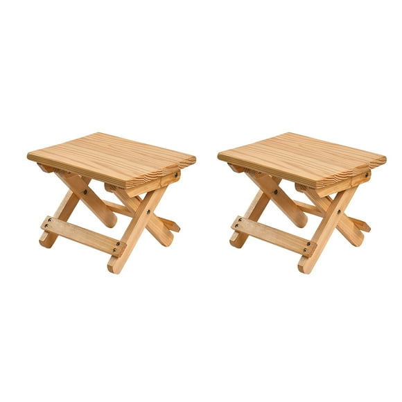 YiBai Wooden Patio Side Table, Square Plant Stand, Small Portable Folding Table, Outdoor Porch Coffee Table, Foldable Household Solid Table for Picnic Camping Poolside Lawn Yard Balcony Deck -2Pcs