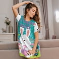 thumbnail image 3 of Pofeuu Happy easter Print Women's Loose Fit Short Sleeve Nightgown, Comfortable Sleep Dress for Women, Casual Lounge Sleepwear, Soft Cotton Sleep Dress, 3 of 6