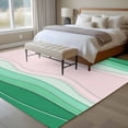 thumbnail image 5 of Abstract Lines Washable Living Room Rugs 8'x10', Green Pink Waves Modern Style Simple Low Pile Throw Large Area Rug Non-Slip Sturdy Edge Binding Carpet for Bedroom Dining Room Office, 5 of 9