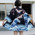 thumbnail image 5 of Men's Kimono Cardigan Jacket Japanese Style Flying Crane Seven Sleeves Open Front Coat, 5 of 7