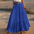 thumbnail image 5 of sckarle Womens Maxi Skirt 2026 Summer Boho Flowy Casual Cotton Linen Skirt Elastic High Waisted Swing A-line Long Skirts with Pockets Blue,M, 5 of 6