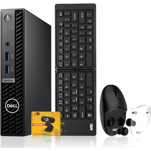 Restored Dell Optiplex Tiny Mini PC,Intel i5,16GB RAM,512GB SSD+500GB HDD,Foldable Wireless Keyboard/Mouse with Built in Earbuds,Webcam,USB WiFi & BT,Win 11
