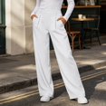 thumbnail image 2 of DJDLJWCJ Business Pants for Women Straight Leg High Waist Work Trousers Solid Color Stretchy Suit Pants White Size S, 2 of 7