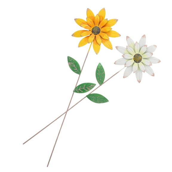 Metal Flowers Garden Decor Iron Assorted Color Compact Size for Outdoor Patio Decoration 2Pcs