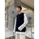 thumbnail image 2 of Suéter de punto Chaleco masculino Chaleco sin mangas Ropa de hombre Negro Color sólido Liso Modo de abertura Algodón Moda coreana Barato Nuevo en, 2 of 5