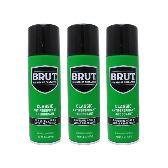 BRUT Classic Antiperspirant & Deodorant, Powerful Odor & Sweat Protection, 6 OZ (170g) - 3 Pack