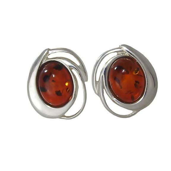 Sterling Silver and Baltic Honey Amber Earrings "Marcelina"