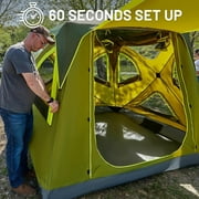 TIMBER RIDGE 4 Person Instant Pop Up Hub Tent, Easy 60 Second Setup, Weather Resistant Camping Family Cabin Tent with Rain Fly and Carry Bag for Camping Hiking Outdoor Travel, Green