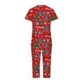 thumbnail image 5 of Tnhcen Women's 2-Piece Christmas Print Pjs Set V-Neck Short Sleeve Top Capri Soft Classic Festive Lounge Pajamas Homewear S-2XL, 5 of 5