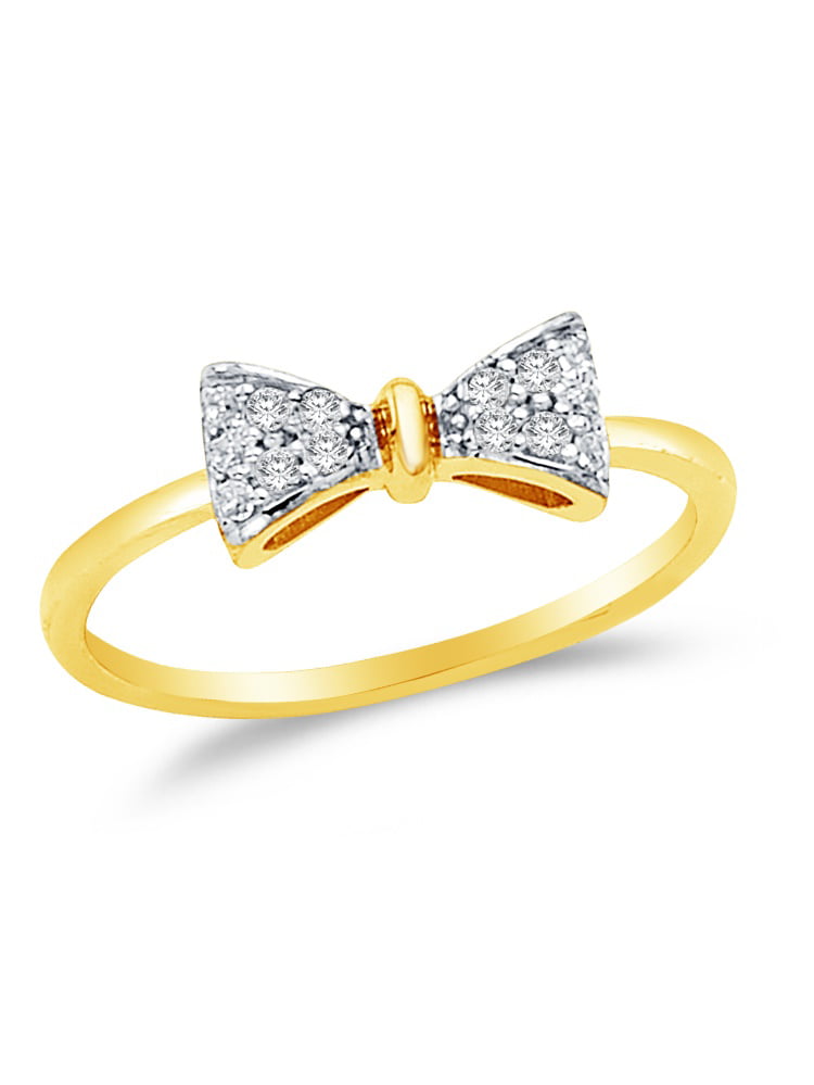 Jewel Tie Solid 14k Yellow Gold Cubic Zirconia CZ Ring 8 Size