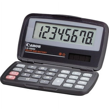 Canon LS555H Wallet Calculator - Hard Shell Cover, Auto Power Off - 8 Digits - LCD - Battery/Solar Powered - 4.3" x 2.9" x 0.6" - Black - 1 Each | Bundle of 5 Each
