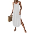 thumbnail image 2 of Summer Dresses for Women Strappy Backless Halter V Neck Solid Color Flowy Beach Vacation Casual Maxi Dress S-2XL, 2 of 5