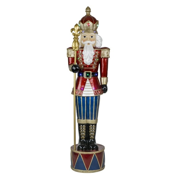 Northlight LED Lighted Jeweled Commercial Grade Fiberglass Christmas Nutcracker - 6' - Red and Blue