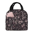 thumbnail image 2 of Black Ditsy Floral Lunch Bag Thick Aluminum Foil Cooler Tote for Women Work Picnic Gift, 2 of 7