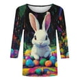 thumbnail image 5 of Inverlee Women's Easter Tshirts Rabbits Eggs Graphic Tees Oversized 3/4 Sleeve T Shirts Blouses Summer Crewneck Tunic Tops, 5 of 5