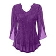 thumbnail image 4 of TTUHYWXI Sequin Tops for Women Night Out 3/4 Sleeve Blouses Dressy Sparkly Elegant Evening Party Formal Top Concert Outfits (Purple, S), 4 of 4