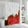thumbnail image 6 of Red Gold Marble Shower Curtain, Waterproof Shower Curtains for Bathroom, Modern Abstract Marble Crack Texture Washable Fabric Bathtub Curtain Set Bath Decor with 12 Hooks Long 72"x84", 6 of 8