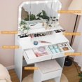 Vanity Desk with Lights, Makeup Vanity with 4 Drawers, Power Strip