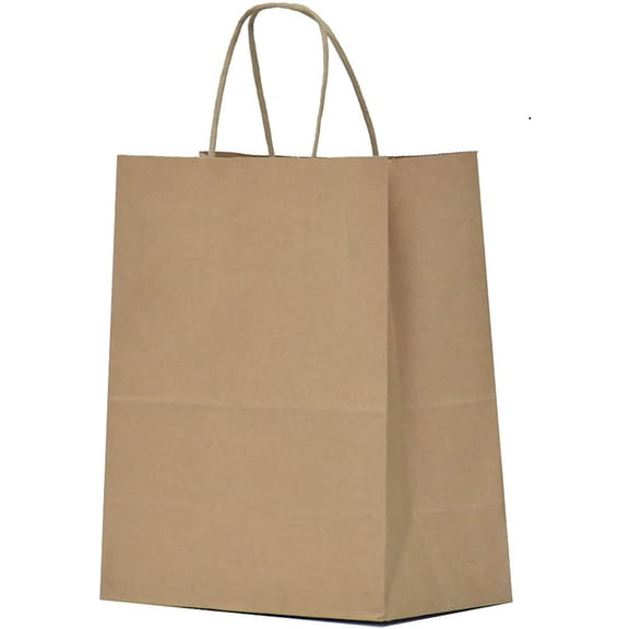 Kraft Paper Gift Bags with Handles 8x4.5x10 25Pcs Brown Gift Bags Bulk Medium Size Small Business Bags, Party Bags, Retail Kraft Shopping Bags