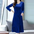 thumbnail image 2 of Winter Velvet Women's Casual Dress Long Sleeve Slim Fit High Waist Midi Party Dress Elegant Comfortable Stylish Outfit 2025 Vacation Dress Stylish Beach Sundress, 2 of 5