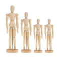 thumbnail image 1 of 4Pcs Wooden 3D Movable Joint Puppet Ornaments Delicate Doll Sketch Model Adornments Wooden Crafts Decoration (Wood Color), 1 of 3