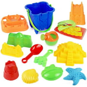 Click N Play 13 Piece Outdoor Water Fun Sand Castle Mold Beach Toy Bucket Set For Kids