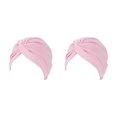 thumbnail image 4 of Sonducket Musulmán Turbante Hijabs Caps Frente Turbantes Sombreros Indian Bonnet Algodón Plisado Elasticidad Beanie Chemo Headwear rosa rosado 2piezas, 4 of 6