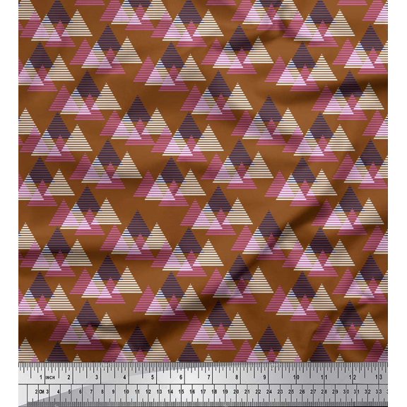 Soimoi Silk Fabric Triangle Small Printed Craft Fabric by The Yard 42 Inch Wide