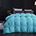 thumbnail image 3 of Aqua All Season Down Pin-Tuck Comforter- Grand King Size 106 x 106 Inches 1 pc Pinch Pleated Comforter 600 GSM & 4-Corner Tab's 100% Egyptian Cotton- Aqua Solid, 3 of 15