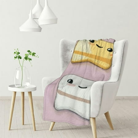 

WHKANG Cute Rice Balls Blanket Comfortable Soft Lightweight Flannel Blanket Suitable for Sofa Bedroom Travel Suitable for All Seasons. Black 40x50in