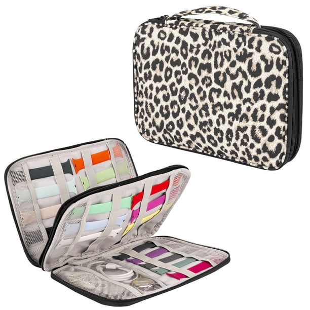 Caja organizadora de relojes de gran capacidad, caja de almacenamiento ligera con estampado de leopardo, bolsa de Cable duradera para Garmin Fenix 7 Series, bolsa FLhrweasw Nuevo