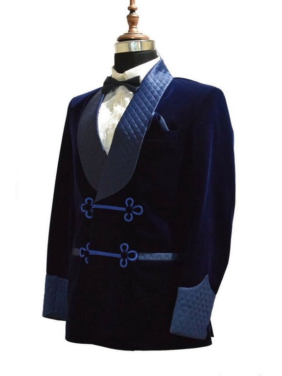 Mens Luxury Velvet Smoking Jacket Soft Shawl Collar relaxation to any occasion