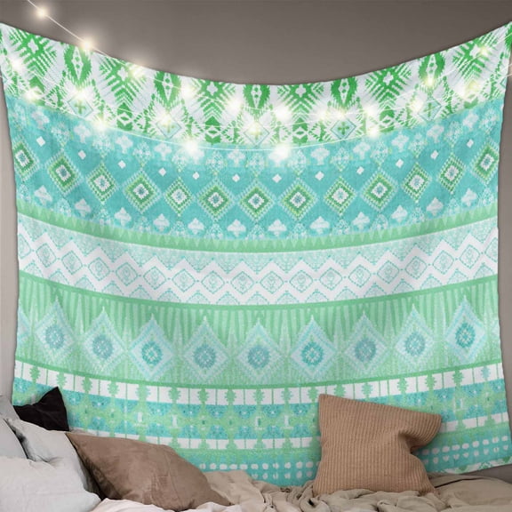 Teal Green Boho Large Tapestry for Bedroom Wall Hanging Tapestry, Vintage Ethnic Tribe Abstract Art Ceiling Backdrop Tapestries Poster Blanket Wall Decor for Teens Room Living Room Dorm 86" x 104"