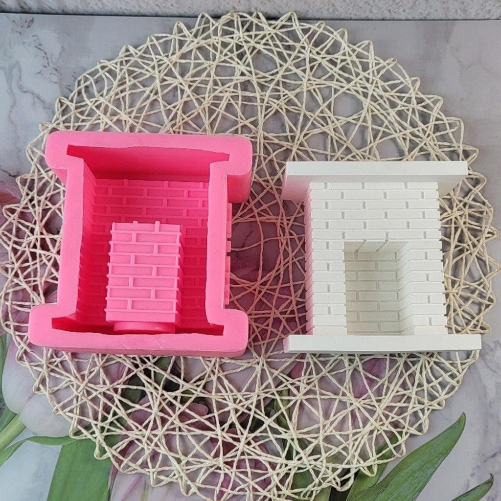 Candle Holder Silicone Mold European Fireplaces Candlestick Cement Plaster Craft Mould DIYs Resin Candle Stand Hom