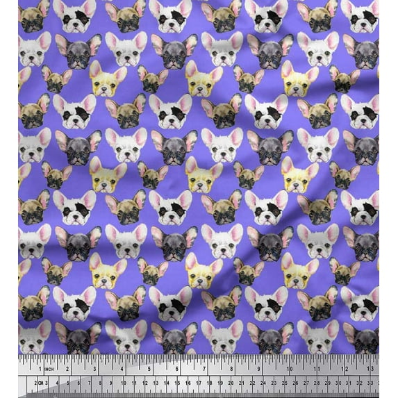 Soimoi Cotton Duck Fabric Puppy Face Dog Print Fabric by Yard 42 Inch Wide