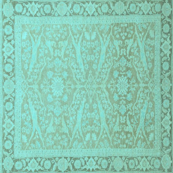 Ahgly Company Indoor Square Abstract Light Blue Modern Area Rugs, 8' Square