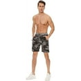 thumbnail image 3 of Tyhengta Mens Shorts Casual Drawstring Zipper Pockets Elastic Waist Camo Darkgray 42, 3 of 7