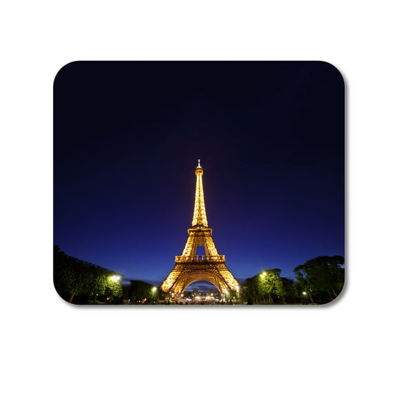 DistinctInk Mouse Pad - 1/4" Foam Rubber - Eiffel Tower Paris Night