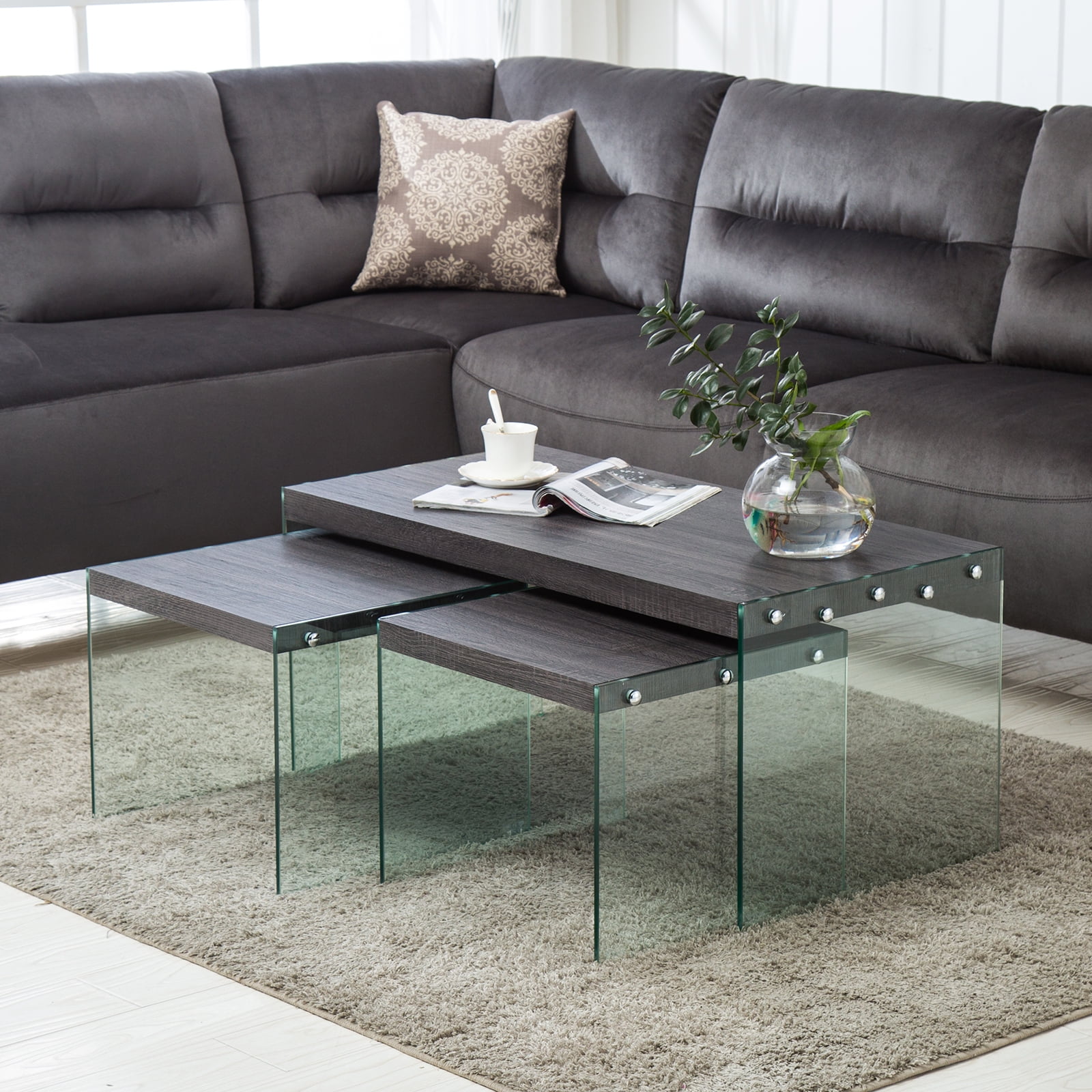 Glass Coffee Table Walmart Otviap Coffee Table With Oval Glass Top